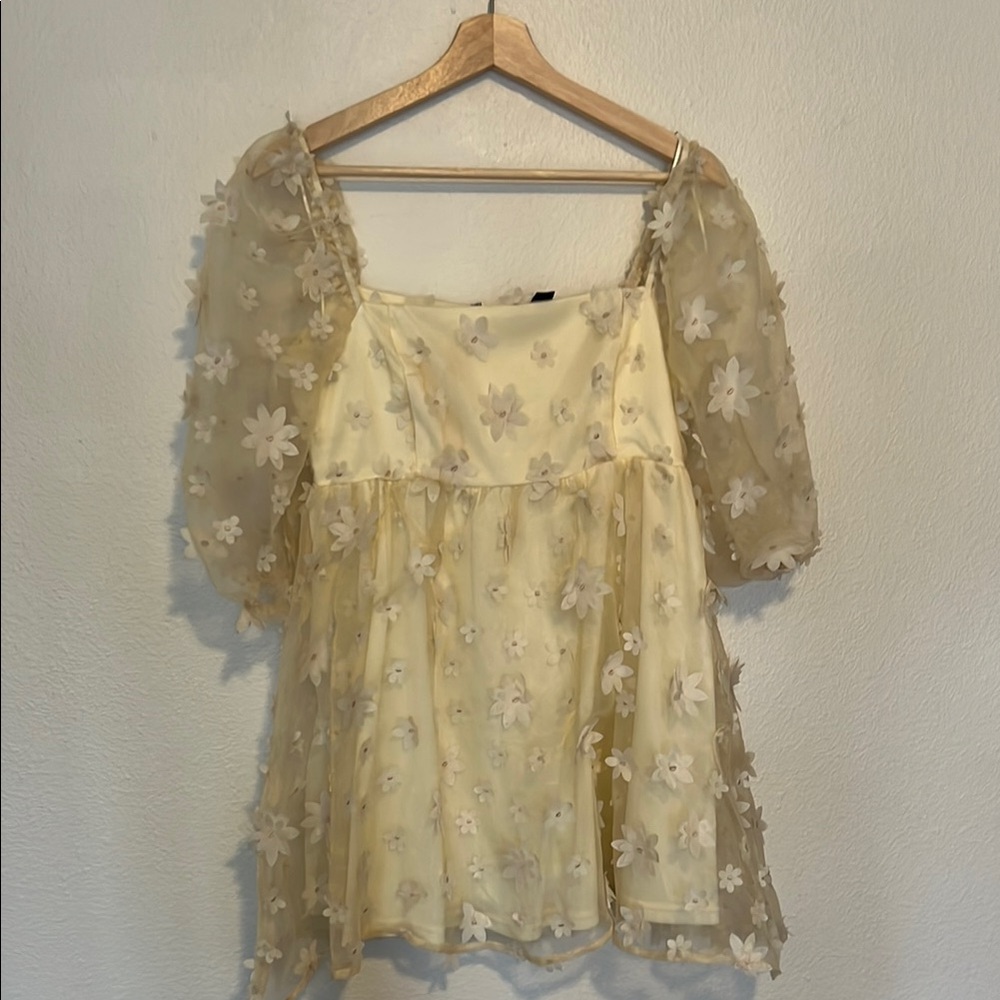 Floral Embroidered Cream Dress